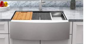 Zero Radius FarmhouseApron-Front 18G Stainless Steel 33 in. 5050 Double Bowl Workstation Kitchen Sink with Accessories Model # 4314F UPC Code # 6970060600585