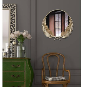 Infinity Instruments Empress 22 in. W x 22 in. H Round Grecian Iron Gold Frame Wall Mirror Model # 20006AG UPC Code # 731742200068