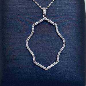Diamond Open Halo Free Form Elegant Drop Pendant Necklace in White Gold $1,250 Retail