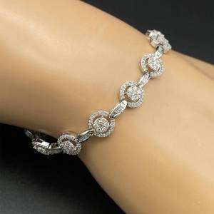 Awesome 2.25 Carat Diamond Round Halo Cluster Link Tennis Bracelet in White Gold $6800 Retail VIDEO 