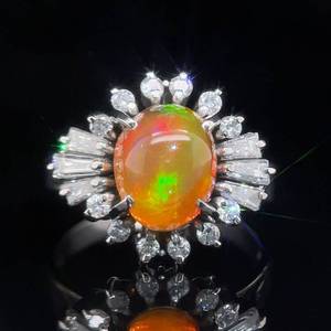 Estate Treasure 2.9 Carat Shimmering Play-of-Color Opal Oval Dome Cabochon & Diamond Cocktail Estate Ring in Platinum $6,300 Retail VIDEO