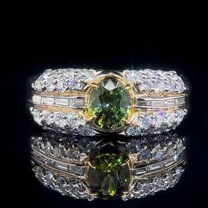 1.51 Carat Mesmerizing Color-Change Zoisite Solitaire & Diamond Ring in Platinum & 18k Gold High-End Estate $5800 Retail VIDEO