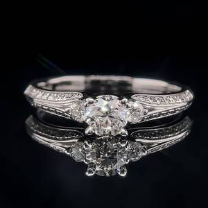 0.95 Carat Diamond Round Brilliant Cut Solitaire Knife-Edge Ring in 14k White Gold $3,220 Retail VIDEO