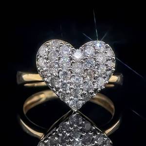 1.50 Carat Diamond Pave Heart Promise Stacking Ring in 14k Yellow Gold - Intricate Openwork Underneath $2,975 Retail VIDEO