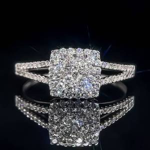 Sparkling Diamond Square Cluster Split Shank Pave Ring in White Gold $2,290 Retail VIDEO