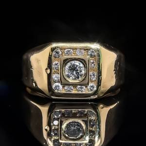 Mens 0.50ct Diamond Cluster Ring in Solid 18k Yellow Gold VIDEO 