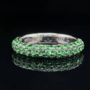 Rare Offering 1.00 Carat Natural Tsavorite Green Garnet Pave Ring in 18k White Gold $4,000 Retail VIDEO