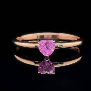 Cotton Candy Pink Sapphire Solitaire Heart Ring in Yellow Gold $1,299 Retail