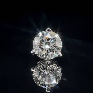 0.50 Carat Diamond Round Brilliant Solitaire Single Stud Earring in 14k White Gold - Secure Screw Back VIDEO