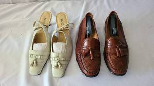 Two pairs of shoes, Brown leather s...
