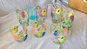 Lot of painted drinking glasses in ...