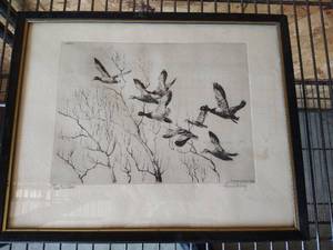 lot 23 image: Vintage Signed Duck Print - Richard E. Bishop
