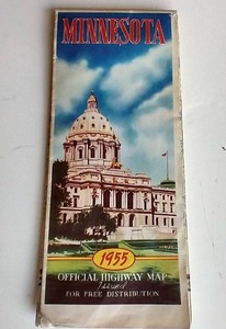 lot 91 image: Vintage 1955 Minnesota Highway Map