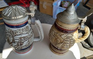 lot 102 image: (2) Vintage Avon Steins - Cars & Ships