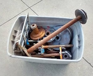 lot 158 image: Tote of Go Kart Parts - Gears, Axels, Etc.