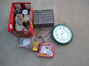 lot 170 image: Misc. Lot - Staple Gun, Clock, Circuit Breaker, Etc