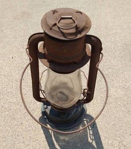 lot 201 image: Antique Hurricane Lamp