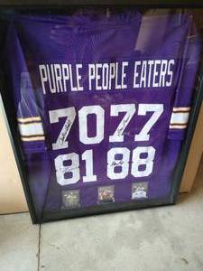 lot 241 image: SignedFramed Purple People Eaters Jersey WCOA  Extras - WOW