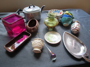 Crystal, Teapot, Bowls, Clay