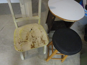 Vintage Chair, Table, Stool