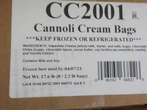 8 - 2.2 lb. Frozen Bags Cannoli Cre...
