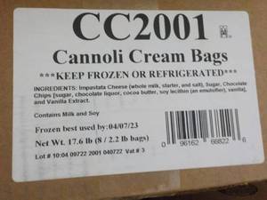 8 - 2.2 lb. Frozen Bags Cannoli Cre...