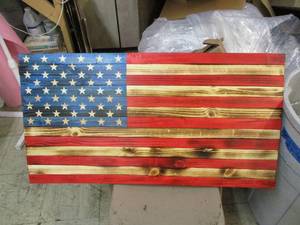 Wood American Flag 19 x 36 has ch...