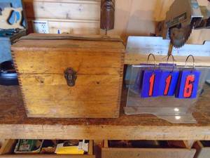 lot 116 image: Brunson transit in wood box. No tripod. As shown.