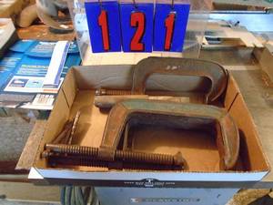 lot 121 image: Flat of c clamps. As shown.