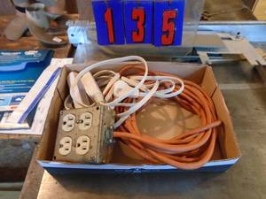 lot 135 image: Flat of extension cords. As shown.