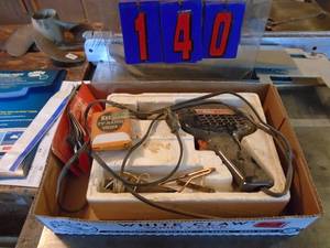 lot 140 image: Weller soldering gun & brass plump bob. As shown.