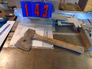 lot 143 image: Bell system stamped stanley hatchet. As shown.