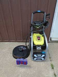 Ryobi Honda poiwered 3300 psi pressure washer with hose & accessories. Wand is not correct for unit. As shown.