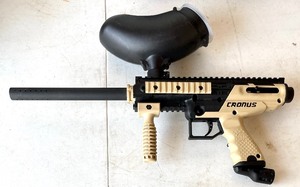 lot 97 image: Tipmann Cronus Semi Automatic .68 Caliber Paint Ball Gun, Helmet and 2000 Paint Balls