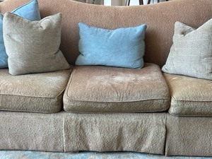 lot 20 image: Upholstered Neutral Colored Sofa