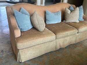 lot 22 image: Upholstered Neutral Colored Sofa