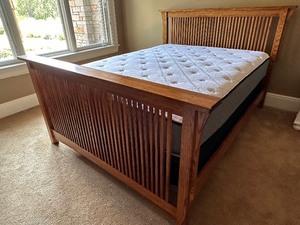 lot 51 image: Queen Size Craftsman Style Wood Bed Frame