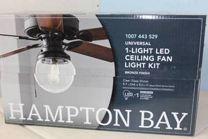 NEW - Hampton Bay Universal Bronze Ceiling Fan LED Light Kit (NO FAN - LIGHT ONLY) 082392522421 MSRP $61.97