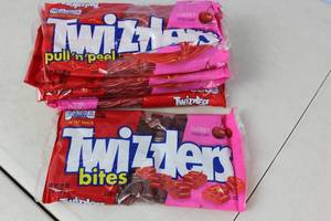 5 Cherry Twizzlers Pull & Peel  1 Cherry Twizzler bits