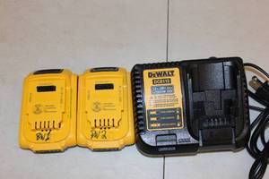 lot 54 image: Dewalt 2 20v Battery Packs with Charger