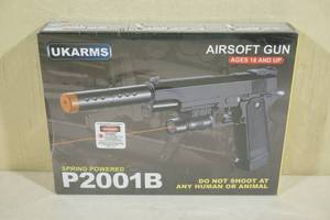 lot 34 image: UKArms P2001B Spring Powered Airsoft Pistol with Laser
