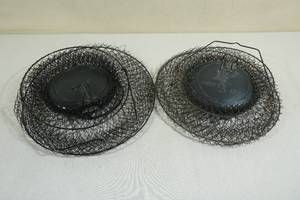 lot 76 image: 2 Vintage Collapsible Wire Fishing Baskets Galvanized Steel Mesh