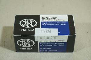 lot 111 image: 50 FNH 5.7 x 28mm 40 Gr Hornady V-Max Ammo