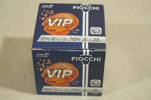 lot 130 image: 25 Fiocchi VIP .410 Gauge 2-12 9 Shot ShotShells