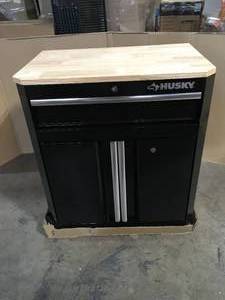 lot 3 image: Husky Ready-to-Assemble 24-Gauge Steel 1-Drawer 2-Door Garage Base Cabinet in Black (28 in. W x 33 in. H x 18 in. D) Customer Returns See Pictures