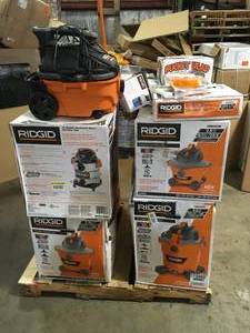 lot 10 image: Pallet of Ridigd WetDry Shop Vacs Various Models and Conditions Customer Returns See Pictures