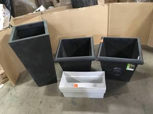 lot 12 image: Lot of Assorted Outdoor Garden Planter Pans   Various Models and Conditions Customer Returns See Pictures