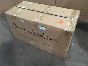 lot 20 image: Swiss Madison Pierre 36 in. Single, Metal Frame, Open Shelf, Bathroom Vanity in Black, Vanity Top in White with White Basin  Customer Returns See Pictures