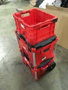 lot 26 image: Milwaukee Packout Tool Boxes and Bin Customer Returns See Pictures