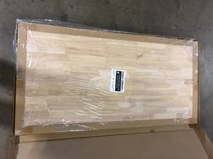 lot 45 image: Hampton Bay 4 ft. L x 25 in. D Unfinished Hevea Solid Wood Butcher Block Countertop With Square Edge Customer Returns See Pictures